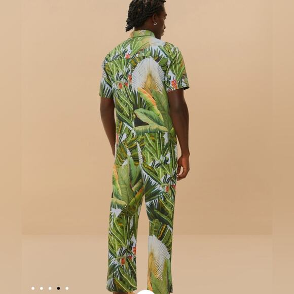 Farm Rio Blue Amazonia Forest Lenzing Ecovero Euroflax Jumpsuit - Picture 4 of 11